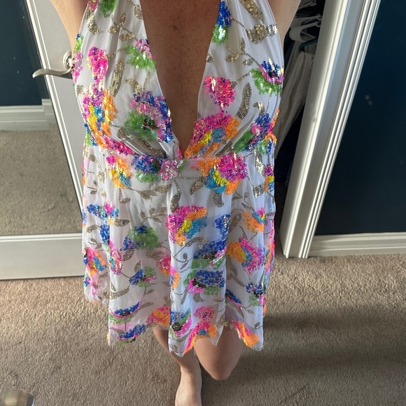 Sequins Multicolor Halter Sundress for Cocktail - Picture 2 of 5